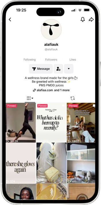Smartphone showing social media profile